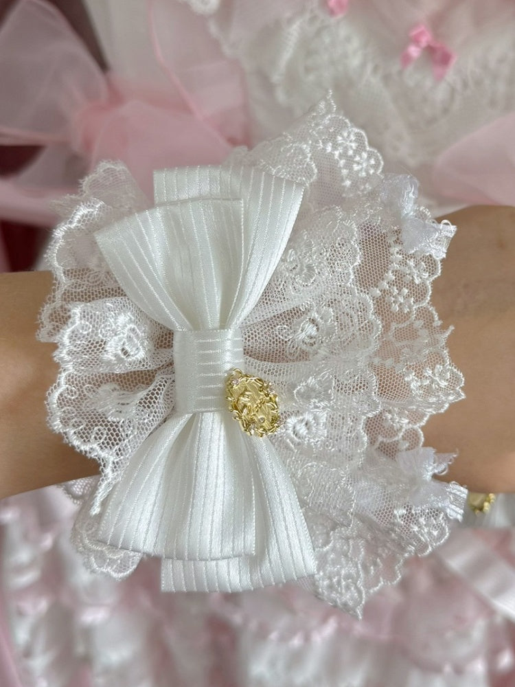 Pink/Purple/Blue/Red/White Floral Design Bowknot Wrist Cuffs