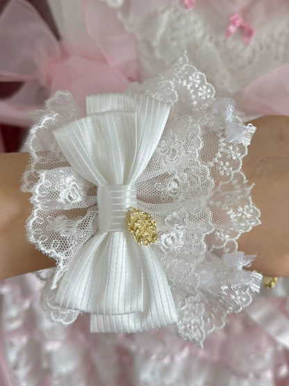 Pink/Purple/Blue/Red/White Floral Design Bowknot Wrist Cuffs