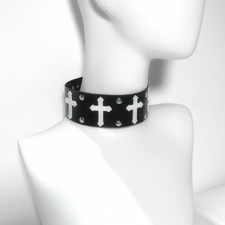 Red&Black/Black&White Punk Cross Choker