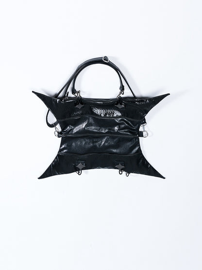 Gothic Punk Black Foldable Four-pointed Star PU Bag