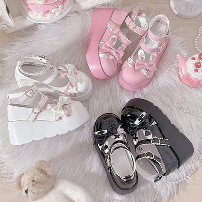 Beige Bunny Ear Design Bowknot Sweet Lolita Platforms