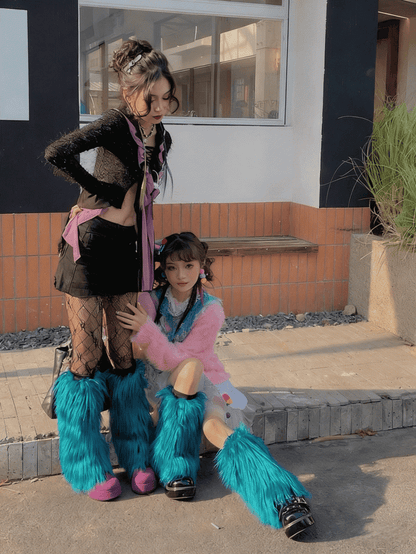 Peacock Blue Y2K 20CM/30CM/40CM Shaggy Leg Warmers