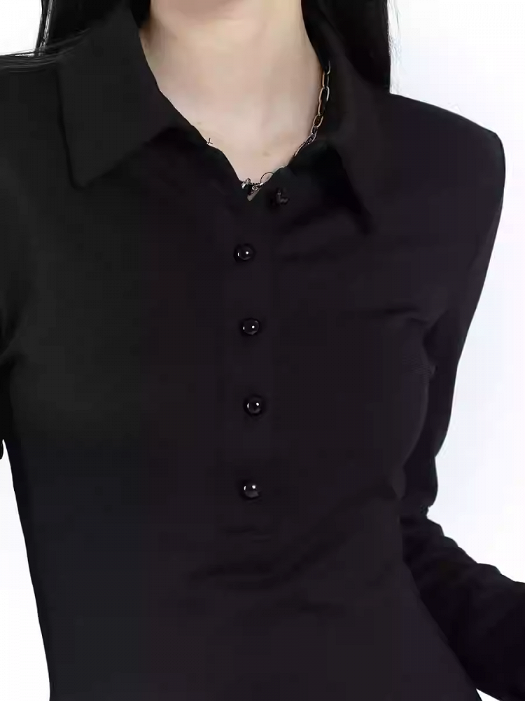 Black Slim-fitting Shirt Dress