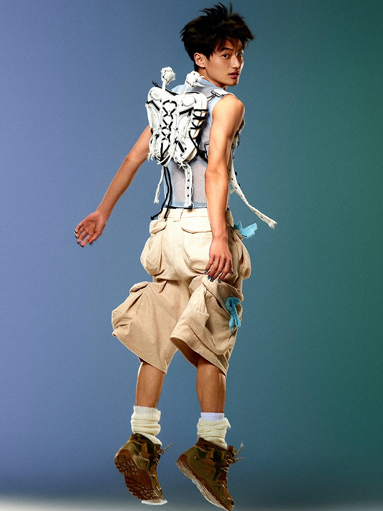 White Butterfly Frayed Hem Denim Bag