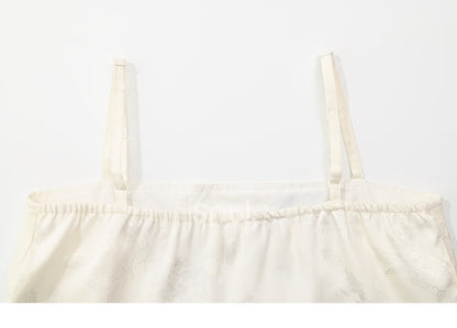 Floral and Bird Embroidery Apricot Cami Top