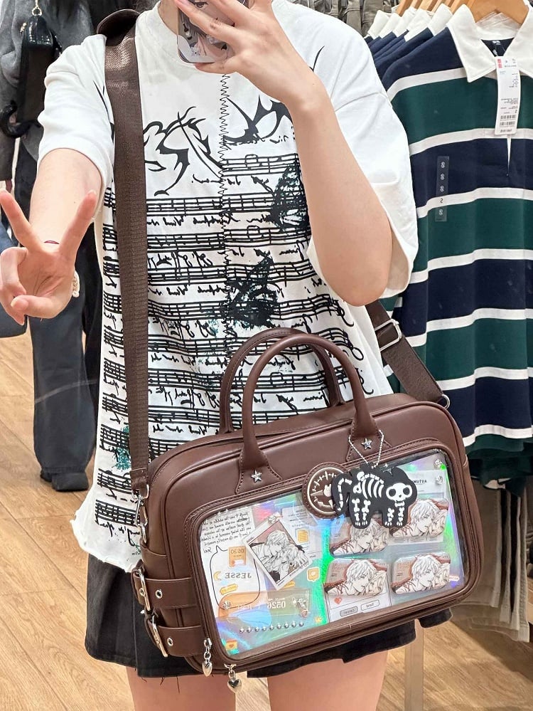 Kitty Decorated Large Capacity Crossbody Ita Bag White/Silver/Brown/Black/Blue/Yellow