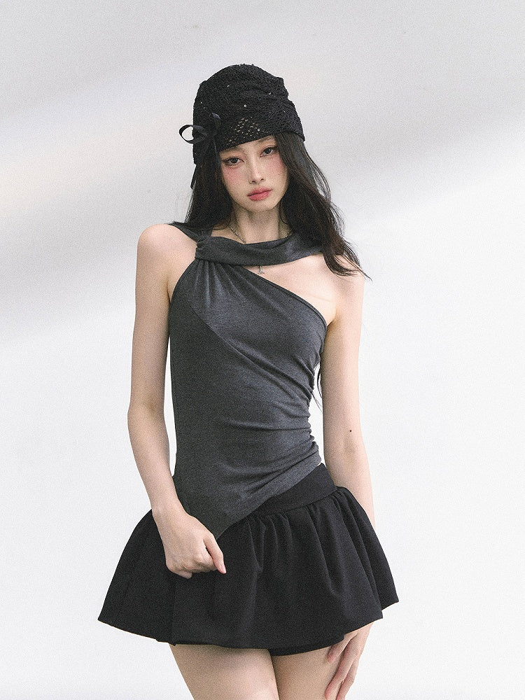 Gray Slim-fitting T-shirt Two Ways Wear