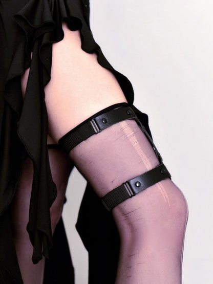 Cyberpunk Y2K Black PU Garter