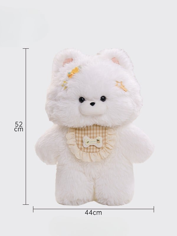 White 52cm Plush Puppy Backpack Detachable Shoulder Straps