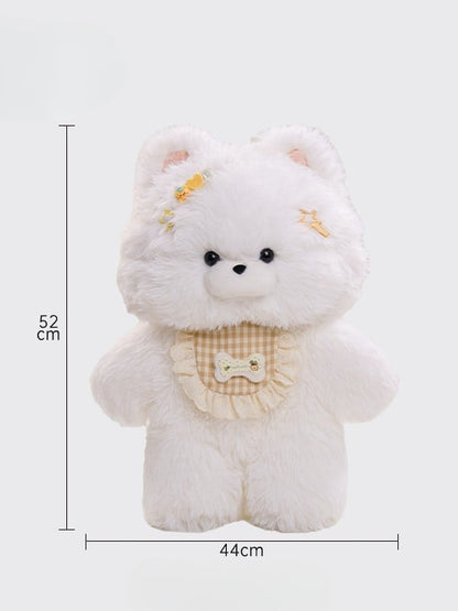 White 52cm Plush Puppy Backpack Detachable Shoulder Straps