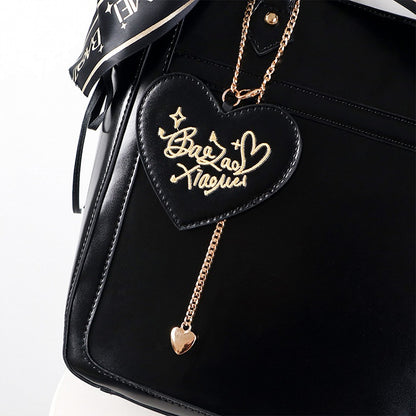 Black Bowknot and Heart-shaped Charm Ita Bag