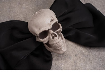 Cross Charm Gothic Black Skull Big Bow Hairclip