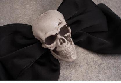 Cross Charm Gothic Black Skull Big Bow Hairclip