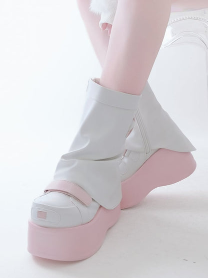 Pink Yami Kawaii Zip Closure at Sides Platform Boots