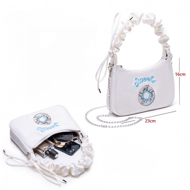 Chic Black Crossbody&Shoulder Bag With Delicate Embroidery