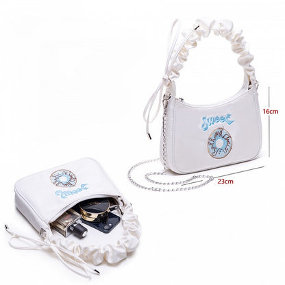 Chic Black Crossbody&Shoulder Bag With Delicate Embroidery