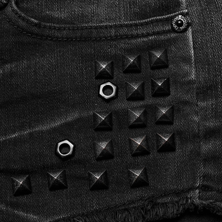 Black Punk Denim Shorts