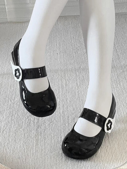 Clearance-Size 35 Jirai Kei Black Lolita Star Wing Design Mary Jane Shoes