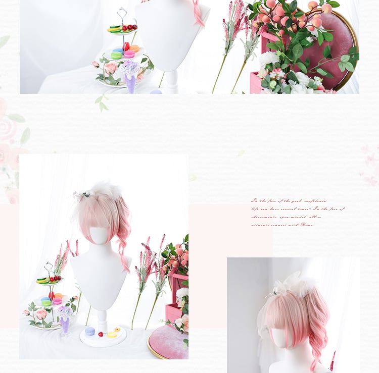 Mid-length Gradient Double Ponytail Curly Synthetic Wig