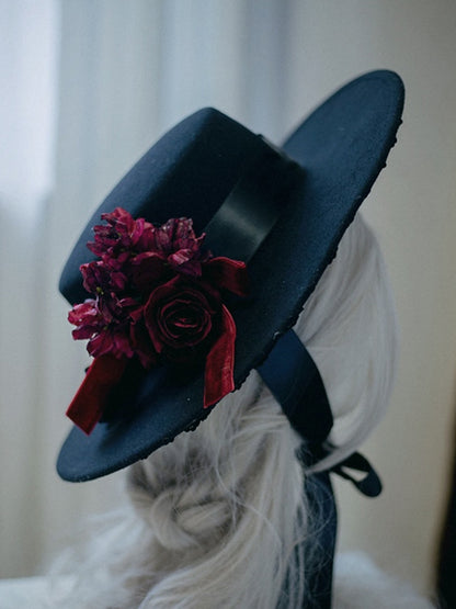 Red/Black/White Lace Bowknot Decorated Floral Hairclip