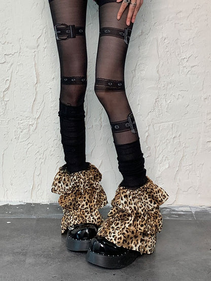Leopard Pattern Under-knee Punk Leg Warmers