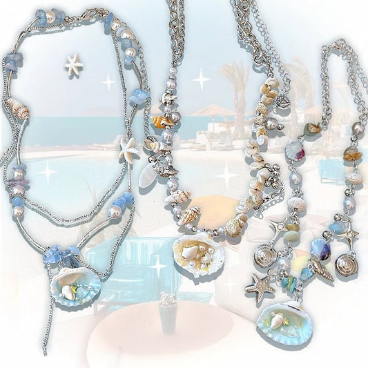Clearance-Y2K Sea Shell Pendant Beads Choker