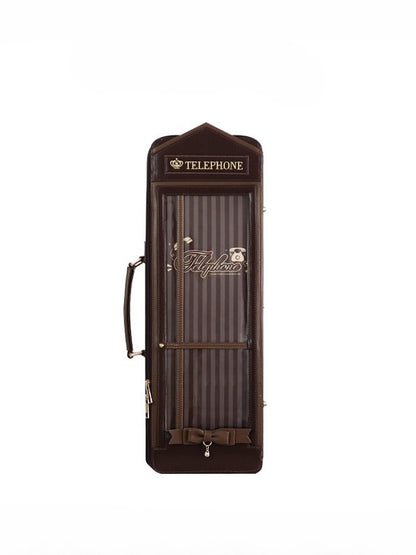 Brown Telephone Booth-shaped 1/4 Scale BJD Doll Bag with Two Straps