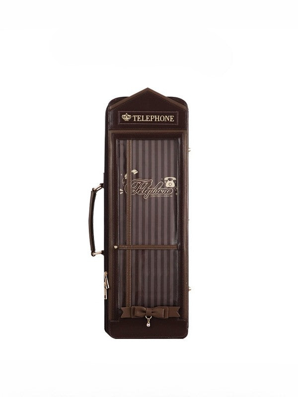 Brown Telephone Booth-shaped 1/4 Scale BJD Doll Bag with Two Straps