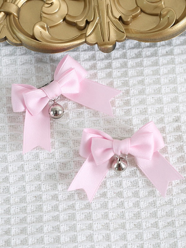 14 Colors A Pair of Cute Bowknot Hairclips with Bell Charm