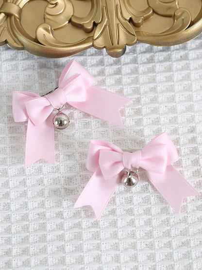 14 Colors A Pair of Cute Bowknot Hairclips with Bell Charm