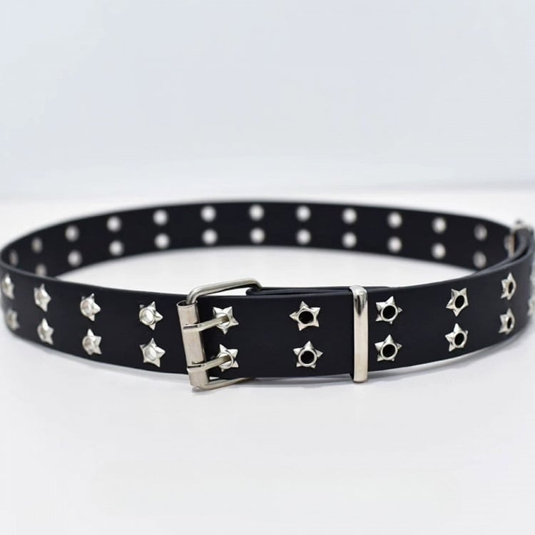 Black Y2K Star Details Waist Belt