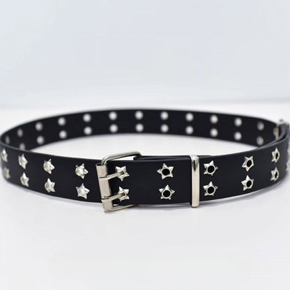 Black Y2K Star Details Waist Belt