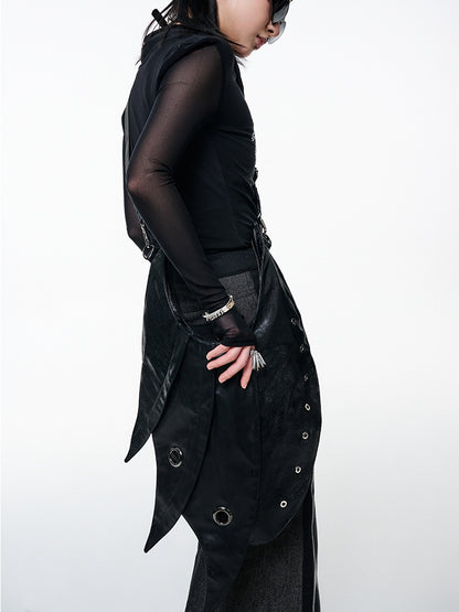 Black Punk Armor Design Large Capacity PU Crossbody