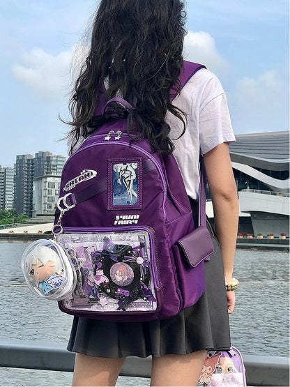 Purple Unisex Daily Star Decoration Ita Backpack - Large Capacity & Adjustable Strap