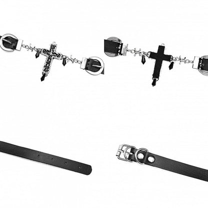 Black Gothic PU Cross Choker