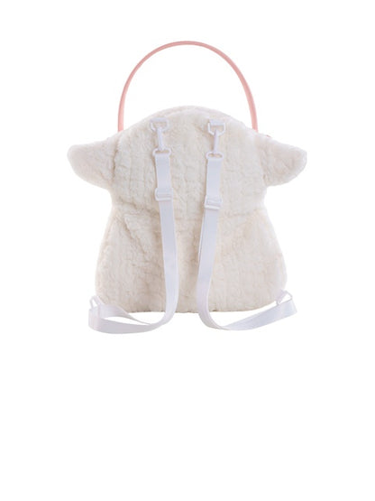 White Cute Lamb-shaped Plush Backpack Middle/Large Size
