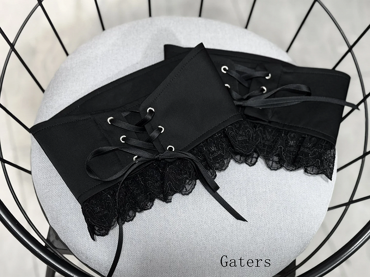 Circus Clown Vibes Ouji Lolita Outfit - Black Pointed Collar Shirt + Bloomer Shorts + Garters