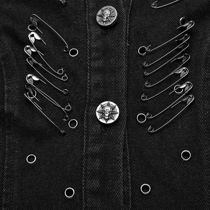 Black Punk Decayed Long Vest