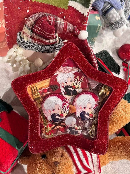 Red PU Star-shaped Ita Bag Set with Detachable Badge Charm