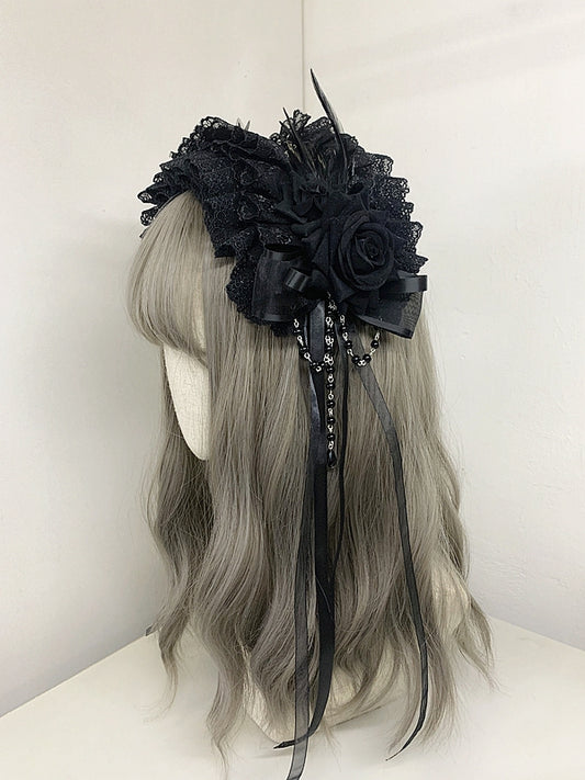 Bead Chains Gothic Rosette Design Feather KC Black/Black and Purple