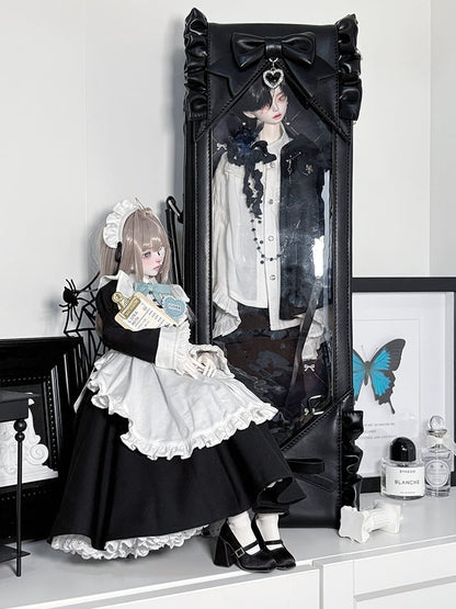 Black Bowknot Details Diamond Pattern 1/4 Scale BJD Doll Bag with Two Straps