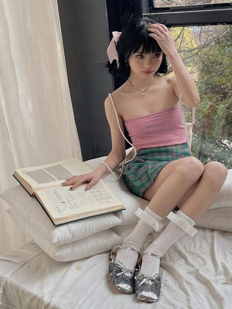 4 Color Options Bowknot Details Calf Socks