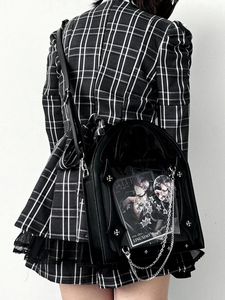 Black Gothic Cage Small Capacity Crossbody - Dark Elegant Ita Shoulder Bag