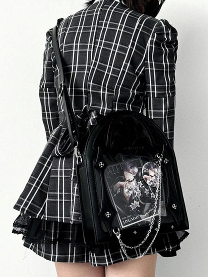 Black Gothic Cage Small Capacity Crossbody - Dark Elegant Ita Shoulder Bag