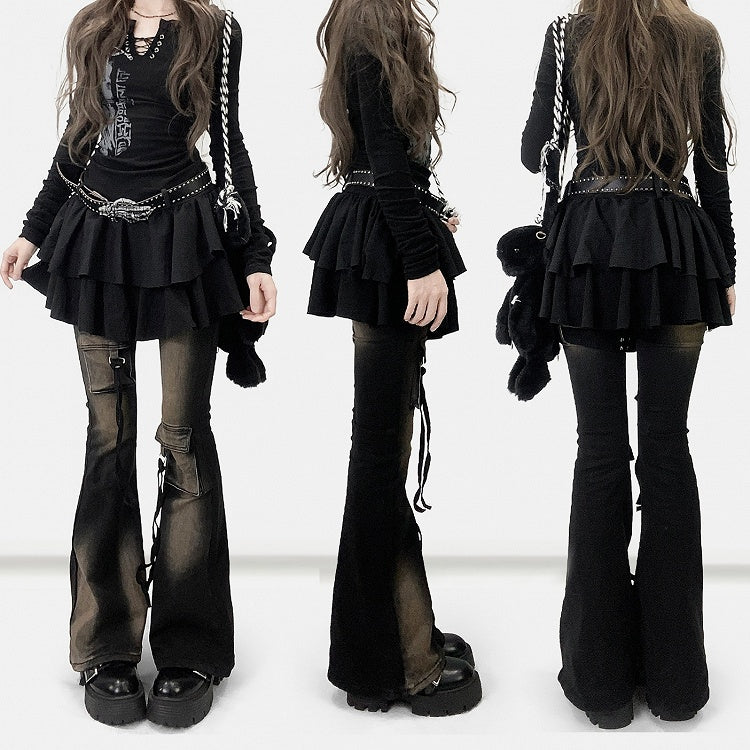 Black Y2K Print Design Dress