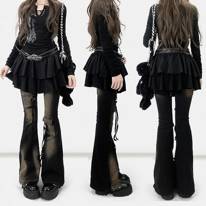 Black Y2K Print Design Dress