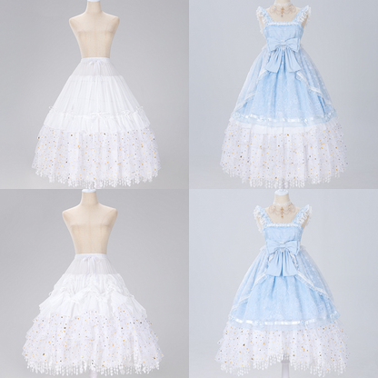 Glittering Stars Adjustable Length Gorgeous Fish-bone Petticoat White/Beige/Black