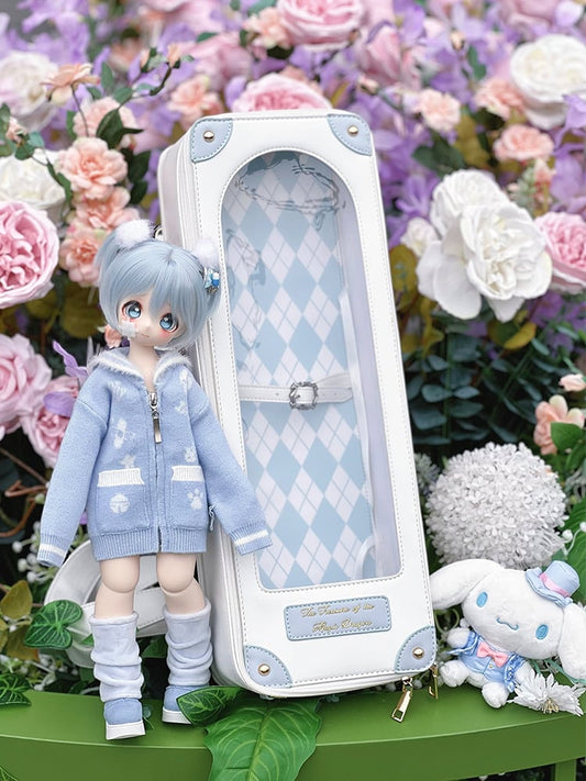 White & Blue 1/4 Scale BJD Doll Bag with Two Straps