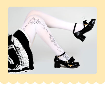 White Printed Lolita Tights