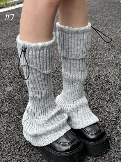 8 Options Drawstring Knitted Leg Warmers